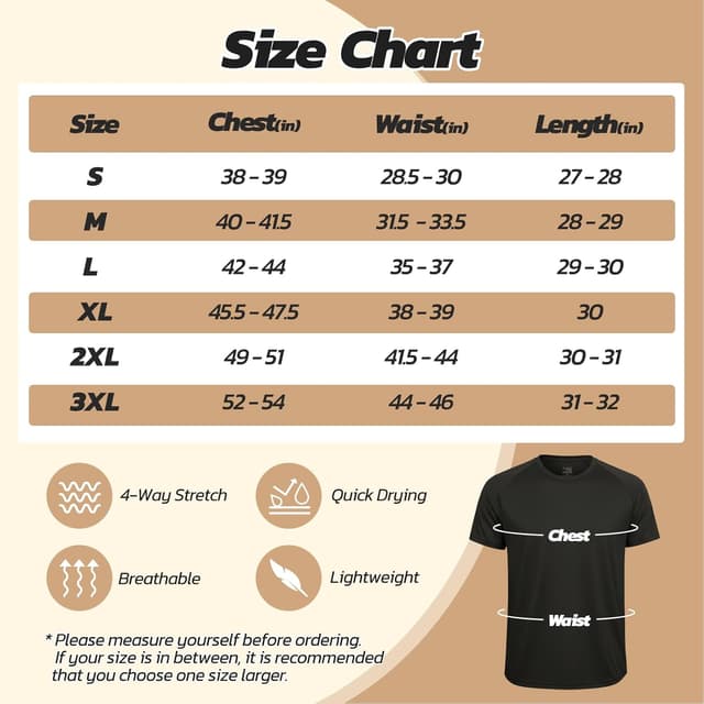 Detalle 2 de BOOJO 3 Pack Men’s Quick Dry Gym T-Shirts (Crew Neck) for Training & Running