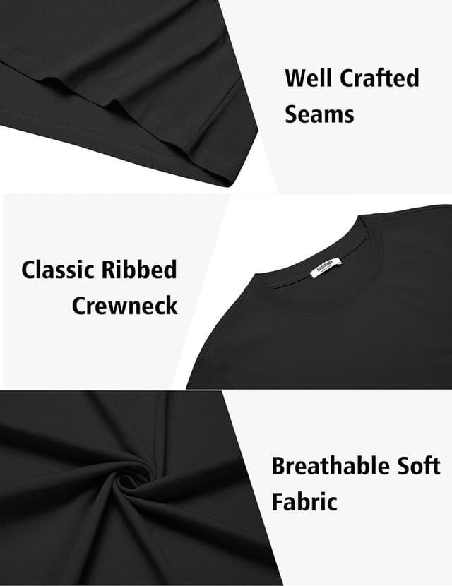 Detalle de COOFANDY T-Shirt homme manches courtes col rond en coton bio (tees unicolore basic)