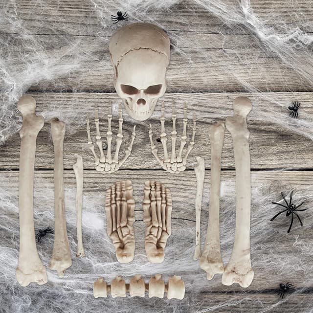 Detalle de Relaxdays – Lot de 12 os décoratifs pour Halloween, décor d’horreur XXL (squelette, intérieur/extérieur)