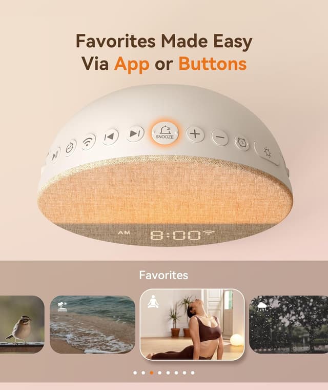Detalle de Dreamegg Sunrise Alarm Clock Wake-Up Light with App Control (Sunset Sleep & 34 Sounds)