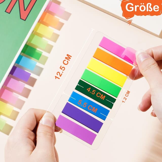 Detalle de Seitenmarker mit Klebestreifen – 2.000 Stück, 8 Farben, beschriftbar & repositionierbar
