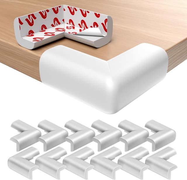 Detalle de Septeamay 12er Kantenschutz Baby selbstklebend aus Schaumstoff (Eckenschutz in Weiß)