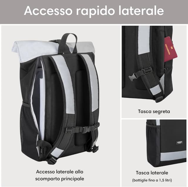 Detalle 1 de LARKSON Zaino Roll Top riflettente 16