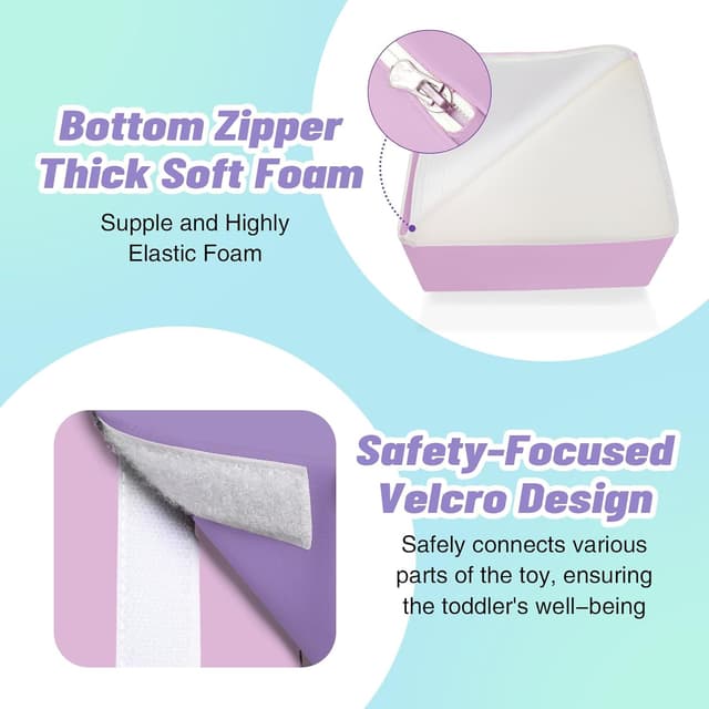 Detalle de Wilwolfer Kids Soft Play Set Indoor (6 PCS) – PU Leather Foam Climbing & Crawling Double Ladder Set