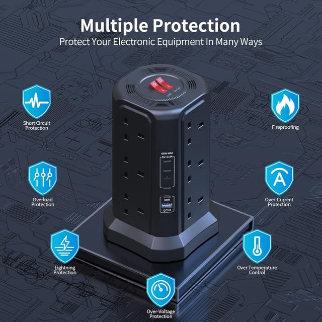 Thumbnail 6 de Tower Extension Lead 3M with USB 65W