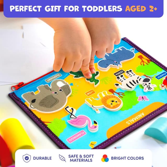 Detalle 2 de Clever Fox Play Busy Book for Toddlers (Ages 1–3) – Montessori Felt Activity Board for Fine Motor Skills