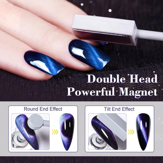 Detalle de Shining She UV Nagellack CatEye-Set (4 Farben) mit Magnet – Burgund, Rot, Lila, Blau/Grün/Glitzer, 8 ml