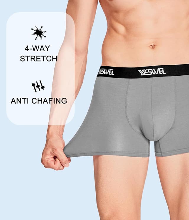 Detalle 1 de YESWEL Bamboo Boxers for Men (No Itchy Labels) – Breathable Bamboo Trunks Multipack