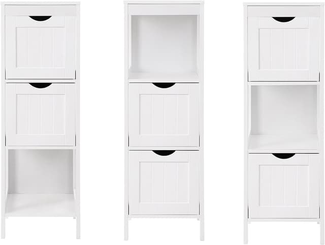 Thumbnail 6 de VASAGLE Mobile da bagno bianco BBC42WT con 2 cassetti e ripiano aperto