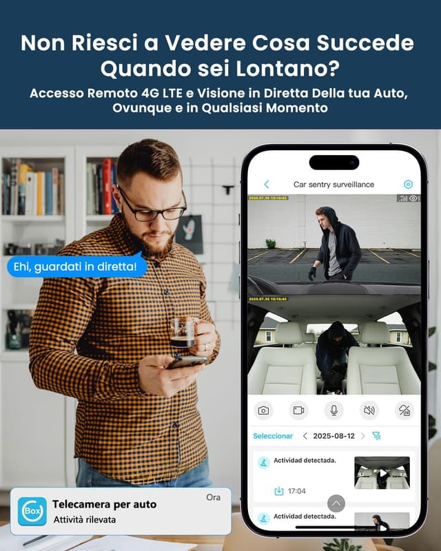 Detalle de UCOCARE Dash Cam Auto 4G LTE con SIM, GPS e angolo 170° (senza Wi‑Fi) con scheda SD 64 GB