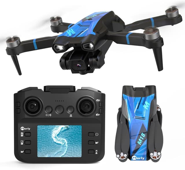 Detalle de Drone avec caméra 4K mini M18LCD (télécommande LCD, 3 vitesses, design pliable)