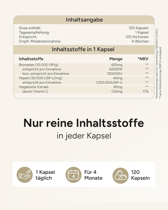 Thumbnail 4 de Papain Bromelain Kapseln hochdosiert 120 Kapseln