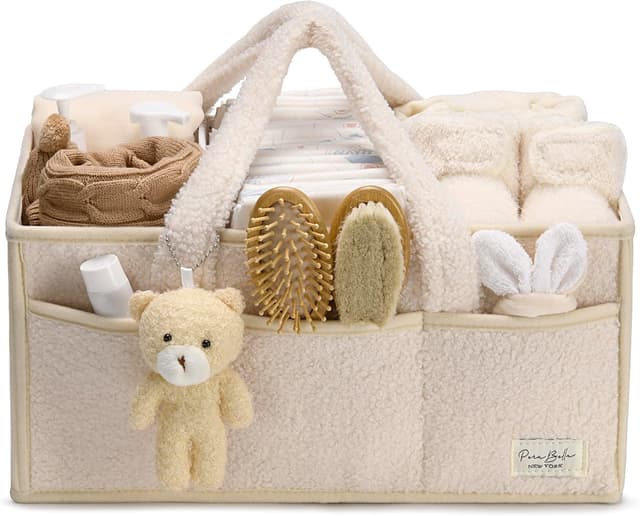 Detalle de PeraBella Baby Diaper Caddy Organizer with Handle (Portable Diaper Storage Basket)