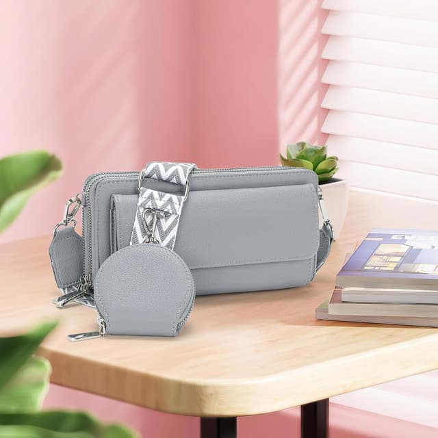 Thumbnail 6 de Snmoec Handytasche zum Umhängen – kleine Crossbody Bag Damen grau-rosa mit Kartensteckplatz