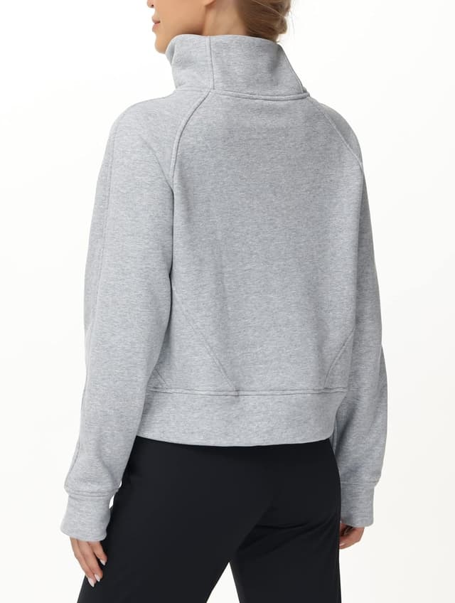 Thumbnail 3 de THE GYM PEOPLE Half Zip Fleece Crop Sweatshirt