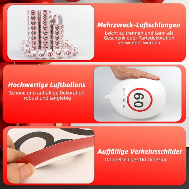 Detalle de WenmthG 18. Geburtstag Deko-Set mit Verkehrszeichen (Banner, Girlande, Ballons, Konfetti & mehr)