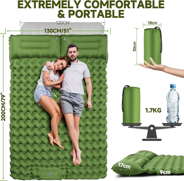 Detalle de FORRINX Materassino da campeggio autogonfiante per 2 persone 200 x 130 cm ultraleggero