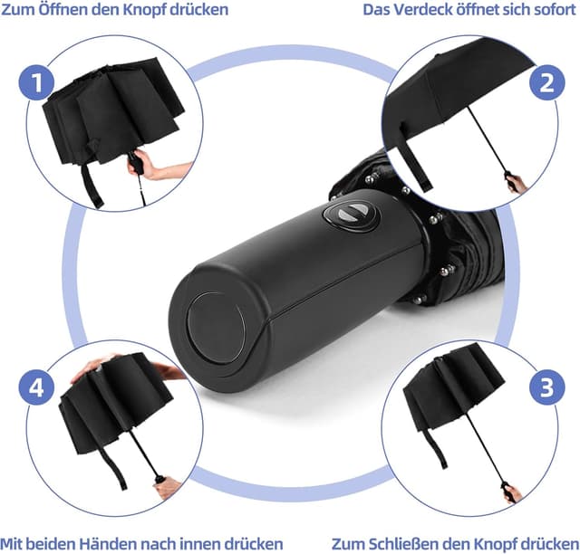 Detalle 2 de ZUOYOUZ kompakter Regenschirm 28 cm