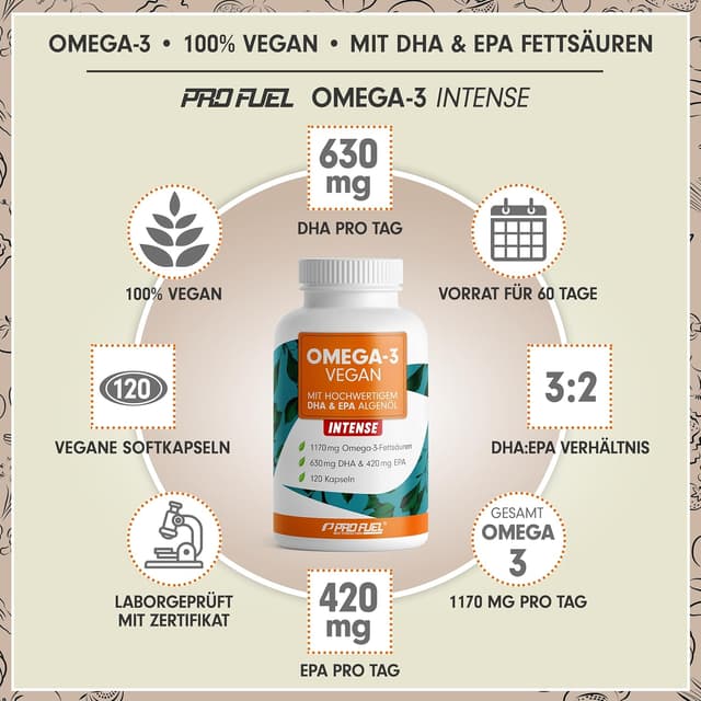 Detalle 2 de Omega-3 vegan INTENSE 120 Kapseln