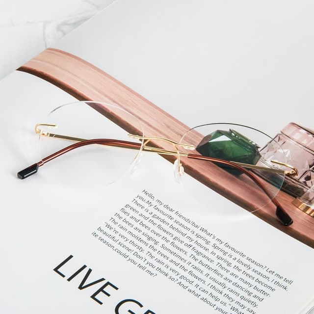 Detalle de KoKoBin Round Randlos Lesebrille aus Titanlegierung – superleicht, hypoallergen (3 Dioptrien)