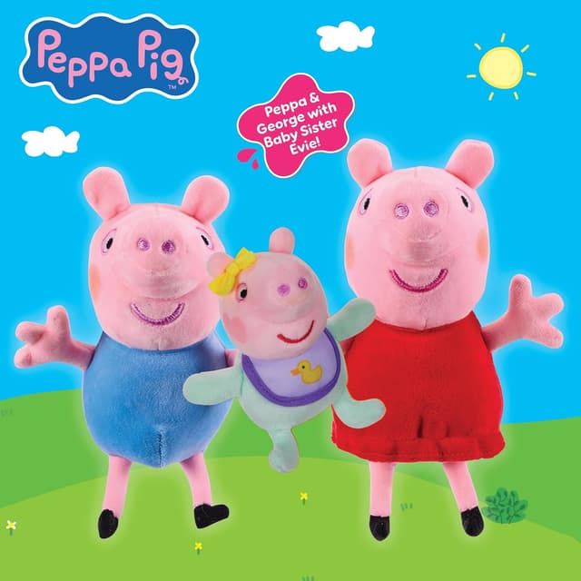 Detalle 2 de Peppa Pig Peppa, George and Evie 3-Pack Preschool Plush Soft Toys