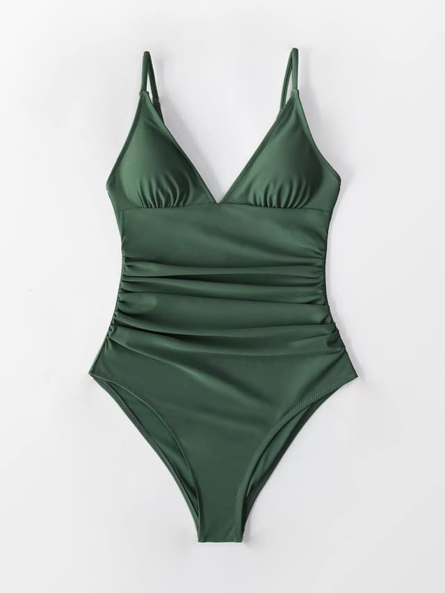 Detalle de Cupshe costume da bagno intero donna con scollo a V profondo e drappeggio davanti e dietro