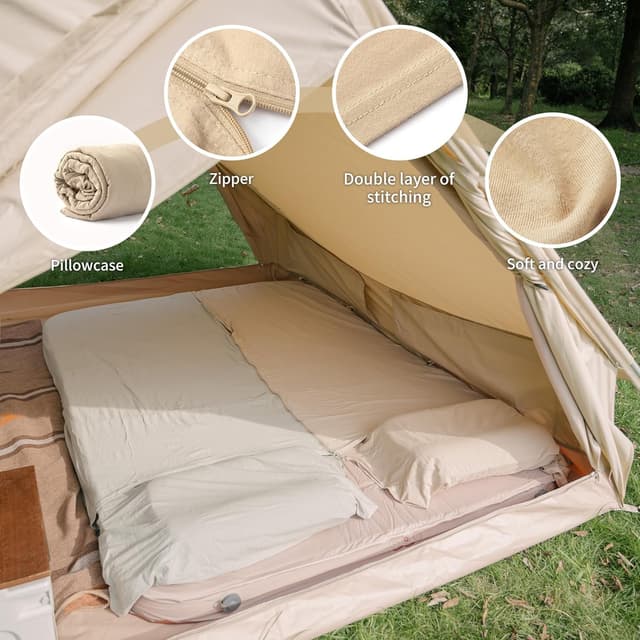 Detalle de Naturehike Drap de sac de couchage de voyage ultraléger en microfibre avec compartiment oreiller (coton, 210 x 75 cm)