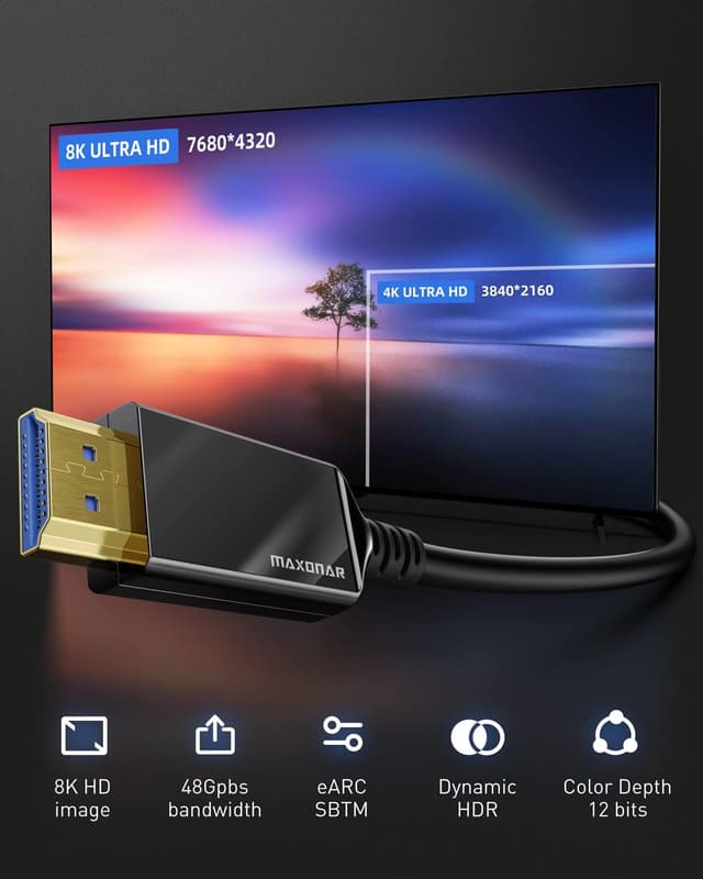 Detalle de Maxonar 10K/8K HDMI-Glasfaserkabel 10 m (AOC), zertifiziertes Ultra High Speed HDMI®