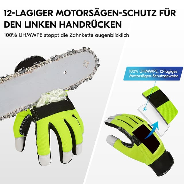 Detalle 2 de Vgo... 1 Paar EN381-7 Schnittschutzhandschuhe (Klasse 1) bis 20 m/s – aus Ziegenleder & PVC