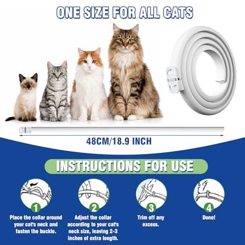 Detalle de Inpumo Collar Antiparasitario para Gatos antipulgas y garrapatas ajustable, impermeable y con aceites naturales (1 pack)