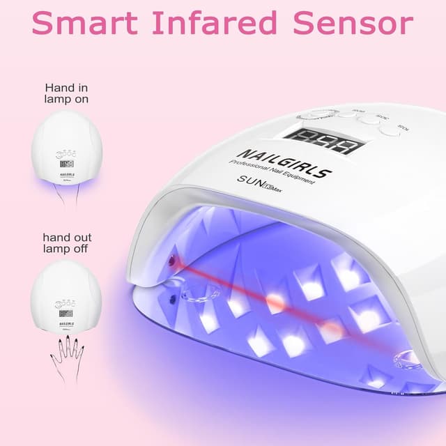 Detalle 2 de NAILGIRLS UV LED Nail Lamp 220W with auto sensor, detachable base and 4 timer presets