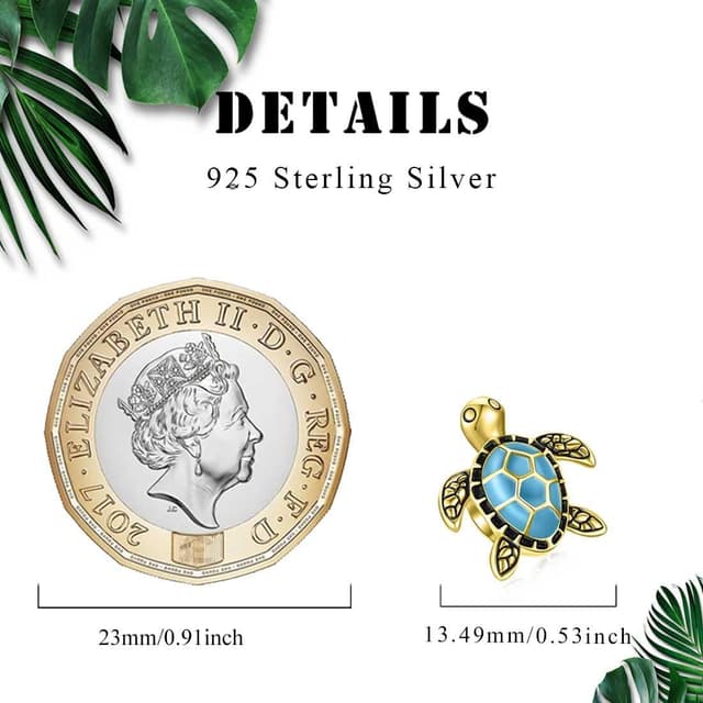 Detalle de SEVENWELL Schildkröte Muschel Ozean Charm aus vergoldetem 925 Sterling-Silber (nickelfrei) für Pandora