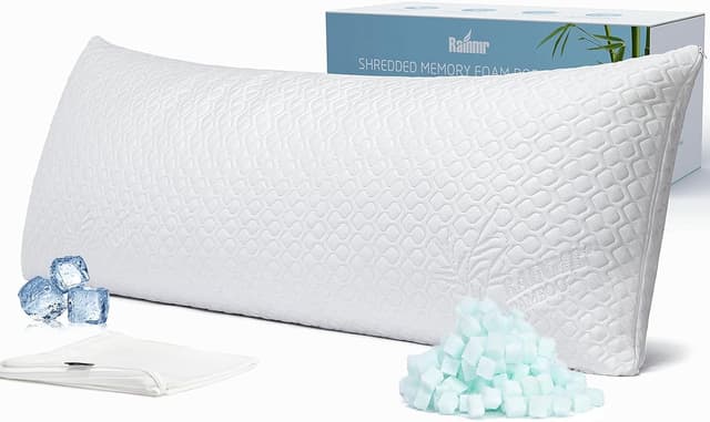 Detalle de Rainmr Shredded Memory Foam Full Body Pillow (20 x 54 inches) for Side Sleepers