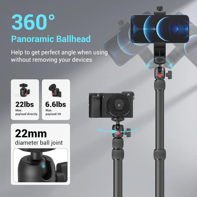 Detalle 2 de SMALLRIG Kamera Light Stand 3488: Tischstativ mit 1/4“-20 Kugelkopf & verstellbarer Tablet-Halterung