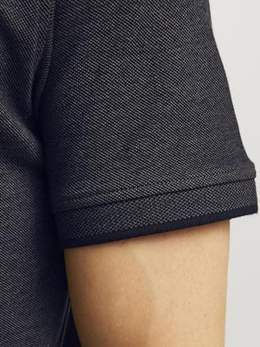 Detalle 2 de JACK & JONES Jjepaulos polo de hombre en algodón 100% (dark grey melange, entallado) – talla XL