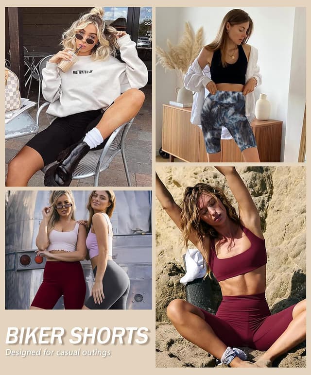 Detalle de VALANDY Creamlush Biker Shorts for Women with 8" High Waist (S–5XL)