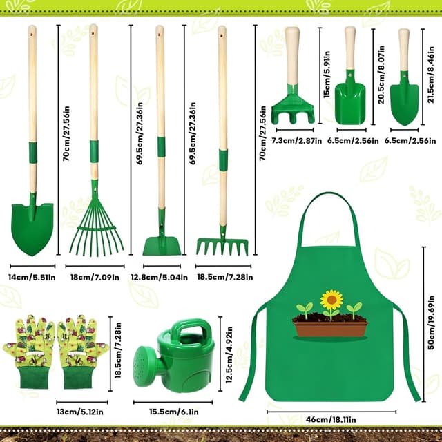 Detalle de Kinder Gartenwerkzeug-Set 10-teilig aus Metall