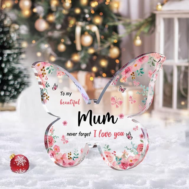 Detalle 1 de Butterfly-shaped acrylic plaque Mothers Day gift for Mum, from daughter or son