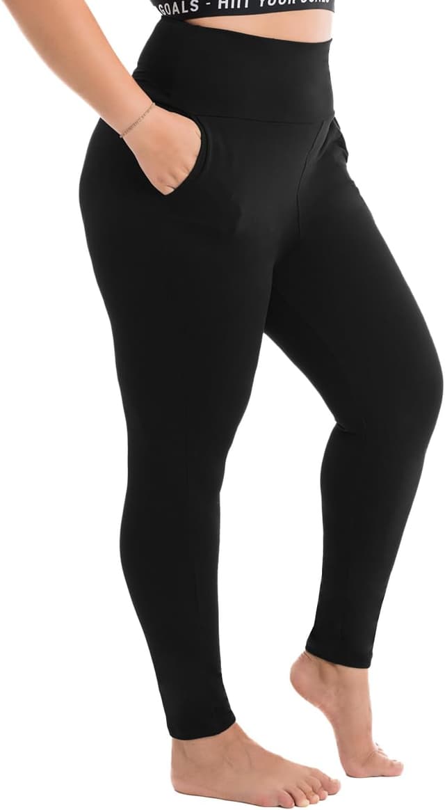 Detalle 2 de Walifrey plus size high-waist leggings with pockets (tummy control, non see-through) for women