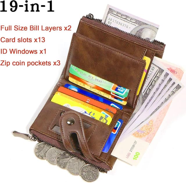 Thumbnail 2 de Men's Wallet with Chain & Zip 19-in-1 RFID-blocking 👝