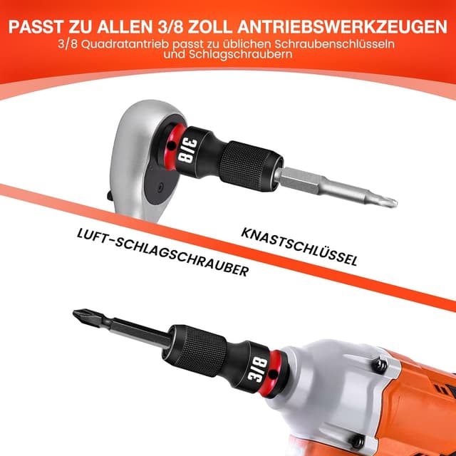 Thumbnail 4 de 2 Stück Schnellspann Schlagbit-Halter 3/8 auf 1/4 Sechskant