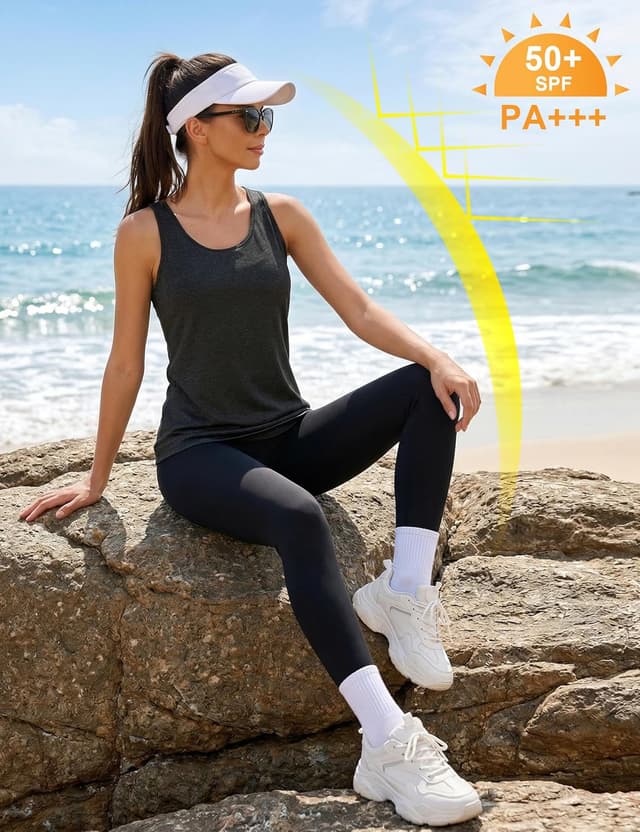 Detalle de Women’s Loose Fit Workout Tops Racerback Tank Tops (Mesh Backless) for Running, Yoga & Gym