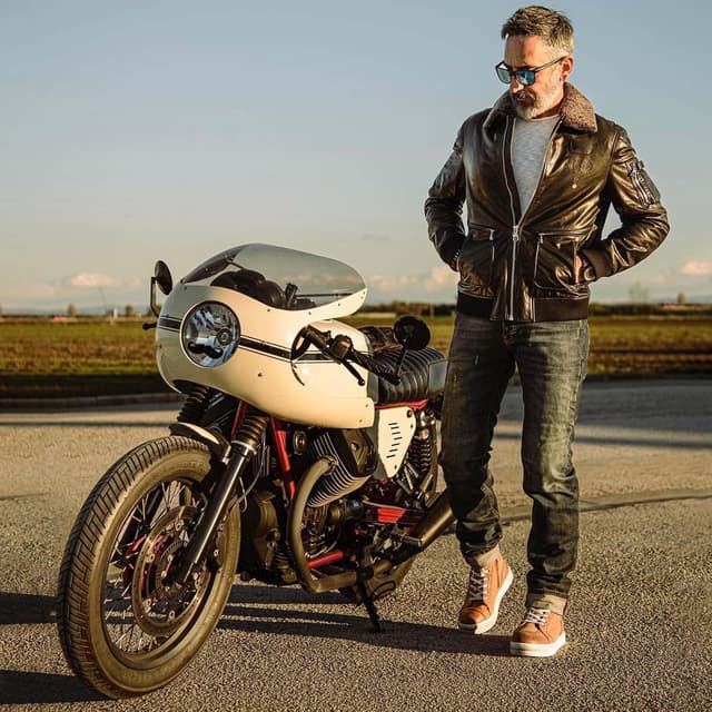 Detalle de Scarpe da moto retrò in pelle da uomo con cerniera laterale, suola antiscivolo marrone (40–46)