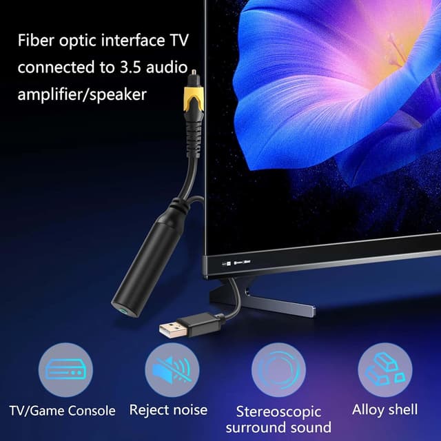 Detalle 2 de CERRXIAN Digital Coaxial/Optical SPDIF to 3.5mm AUX audio conversion cable (with USB power)