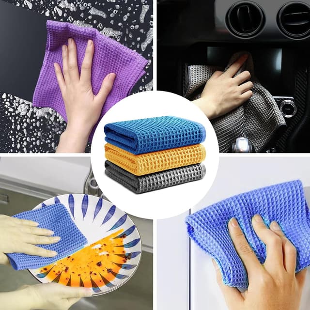Detalle de YAGE Microfiber Cleaning Cloths 40x40cm (Pack of 3) – multicolour reusable, washable and lint-free