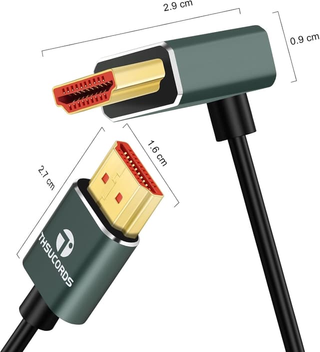 Detalle de Thsucords ultradünnes 8K HDMI-Winkelkabel 2.1 (90° Abwärtswinkel) 0,5 m – für 4K@120Hz, 8K@60Hz