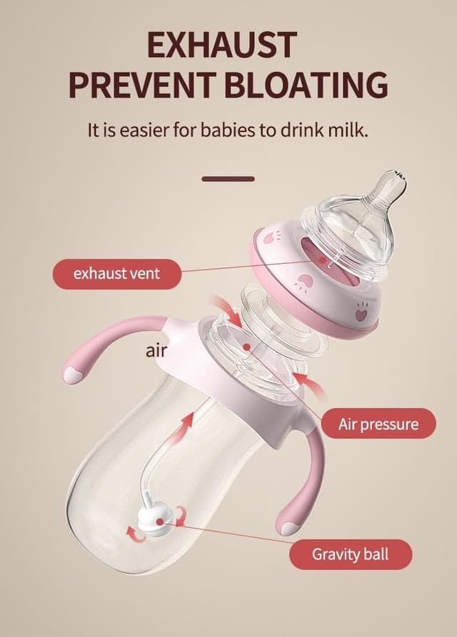 Detalle 2 de Oberni Anti-Colic Baby Bottle 270 ml in Pink