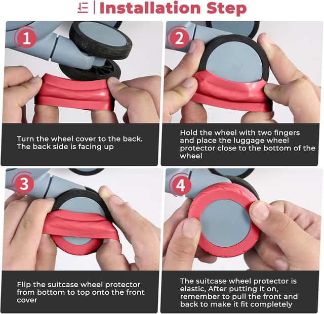 Detalle 2 de Wanzhuango 8-teilige Silikon-Gepäckrad-Abdeckungen für 2–2,4"-Spinnerräder (gegen Geräusche & Verschleiß)