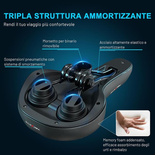 Thumbnail 6 de TECHCYC Sella per bicicletta in memory foam e gel, comoda e traspirante per strada, MTB e bici elettriche