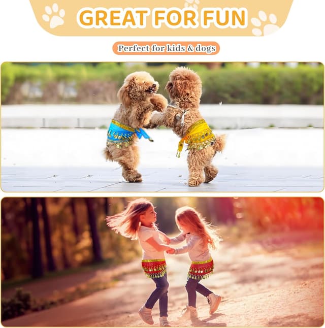 Detalle 2 de Baisdan 2 Pcs Kids & Dogs Belly Dance Hip Scarf with Sequin Coins